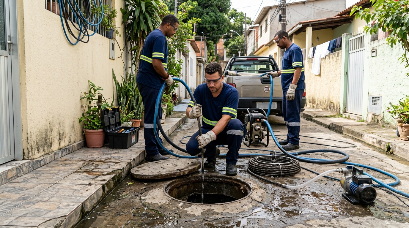 Desentupimento de esgoto com hidrojateamento em Maringá-PR