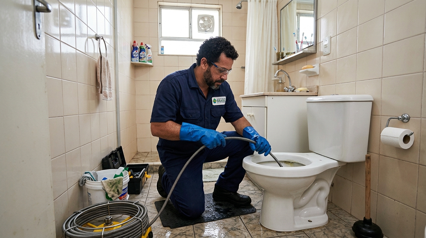 Desentupimento de vaso com equipamento em Maringá-PR