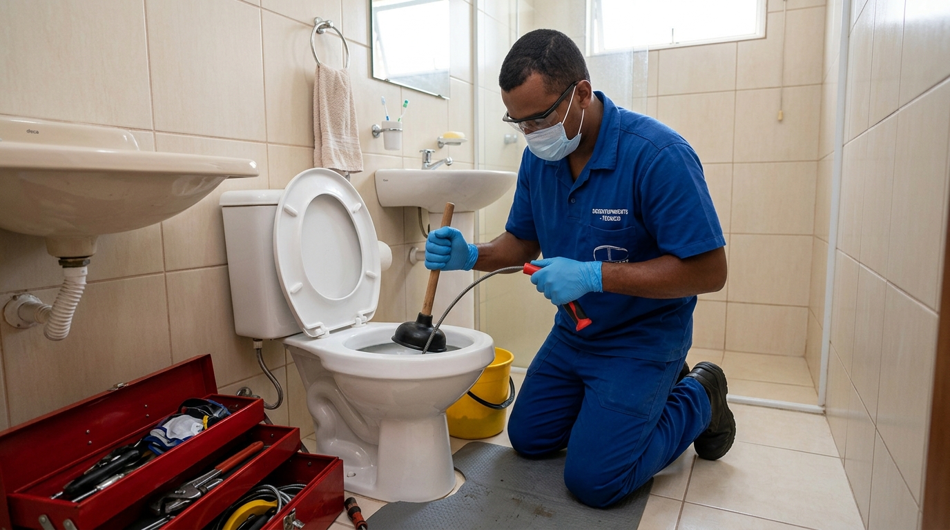 Desentupimento de vaso profissional em Maringá-PR