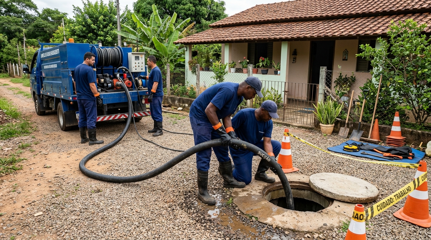 Equipe de desentupimento de fossa em Maringá-PR