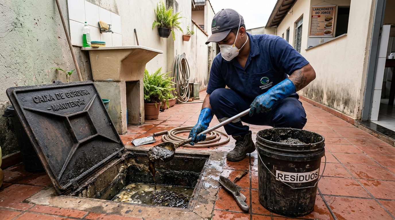 Remoção de lodo de caixa de gordura em Maringá-PR